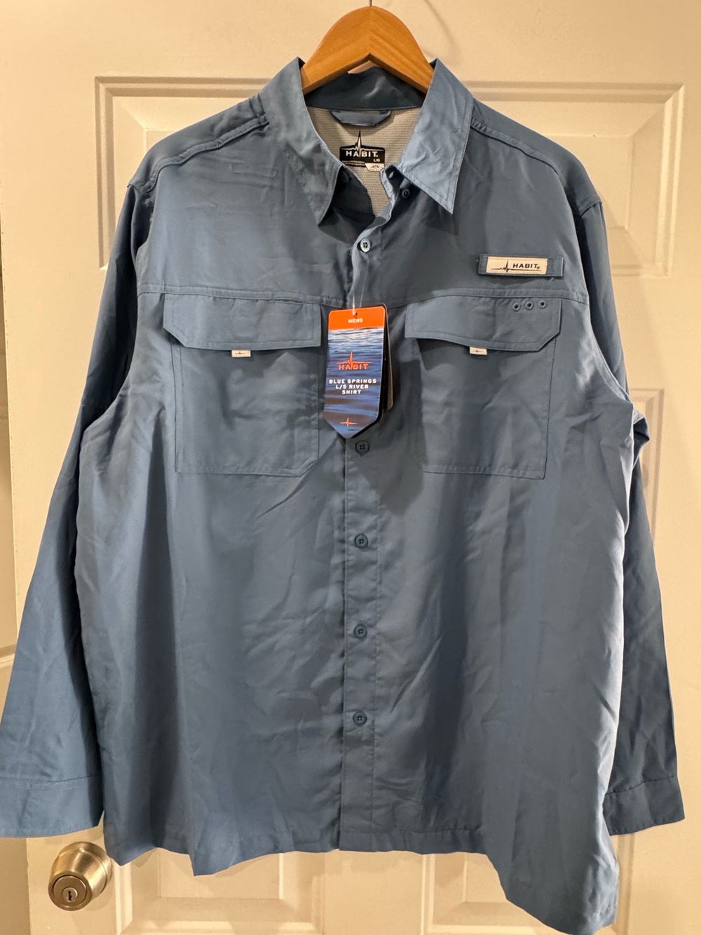 HABIT Blue Springs Long Sleeve River Shirt Size L Color Stellar NEW cooling UPF